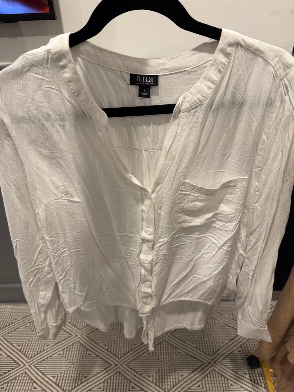 a.n.a White Split-Neck Button-Down Shirt